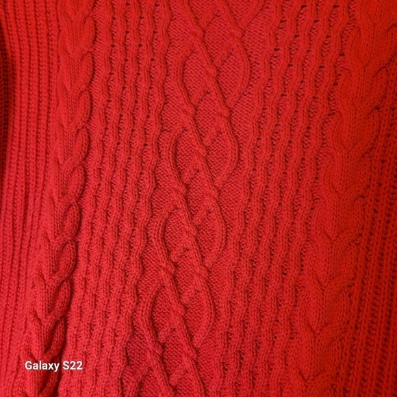 Tommy Hilfiger Red Cable Knit sweater Women's M - Picture 6 of 6